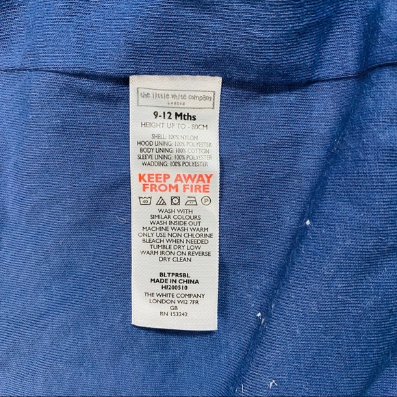 The White Company Blue Quilted Baby Pramsuit size 9-12 months - Picture 6 of 16